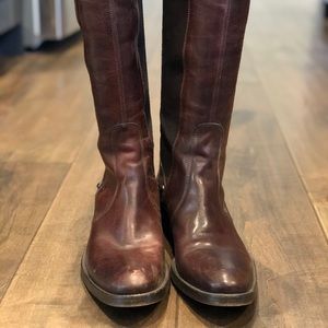 Kenneth Cole leather and rib knit knee high boots